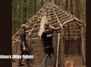 TA Outdoors Mike and his friend Dustin building iron Age Celtic Roundhouse